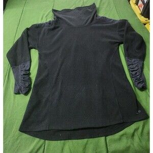 Champion Cinched Sleeve Fleece Turtleneck Women Athletic Sweatshirt Black Size M